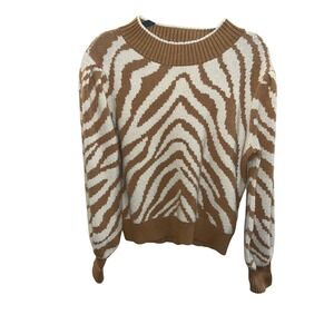 Lost + Wonder Tan Brown Animal Print Crew Neck Sweater Women's S/M Pullover